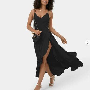 Halara Backless Crisscross Lace Up Side Zipper Ruffle Split Hem Maxi